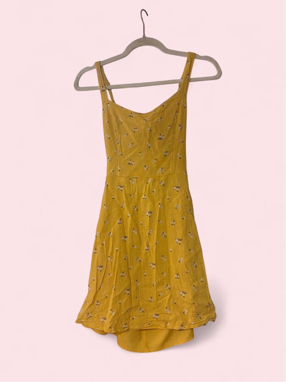 Hollister Mustard Yellow Floral Mini Dress